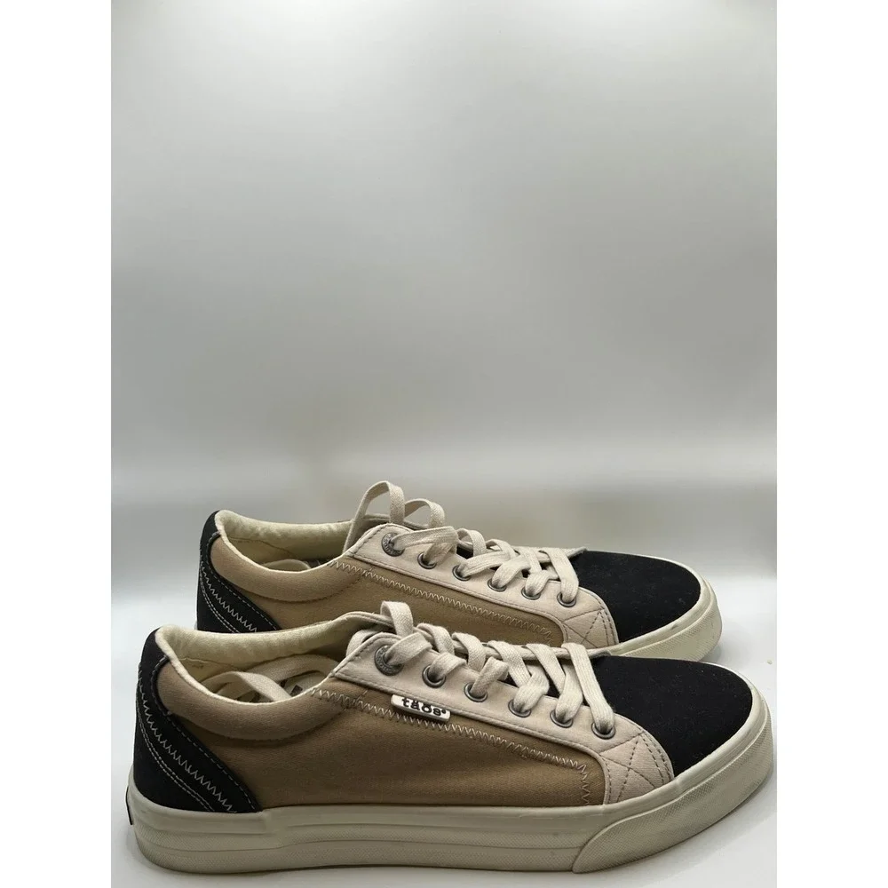 Taos Womens Plim Soul Tan Black 10 Canvas Colorblock Comfort Sneaker